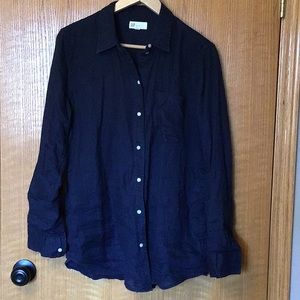 Gap 100% linen navy button down shirt